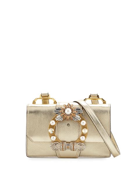 miu miu lady jeweled madras leather shoulder bag
